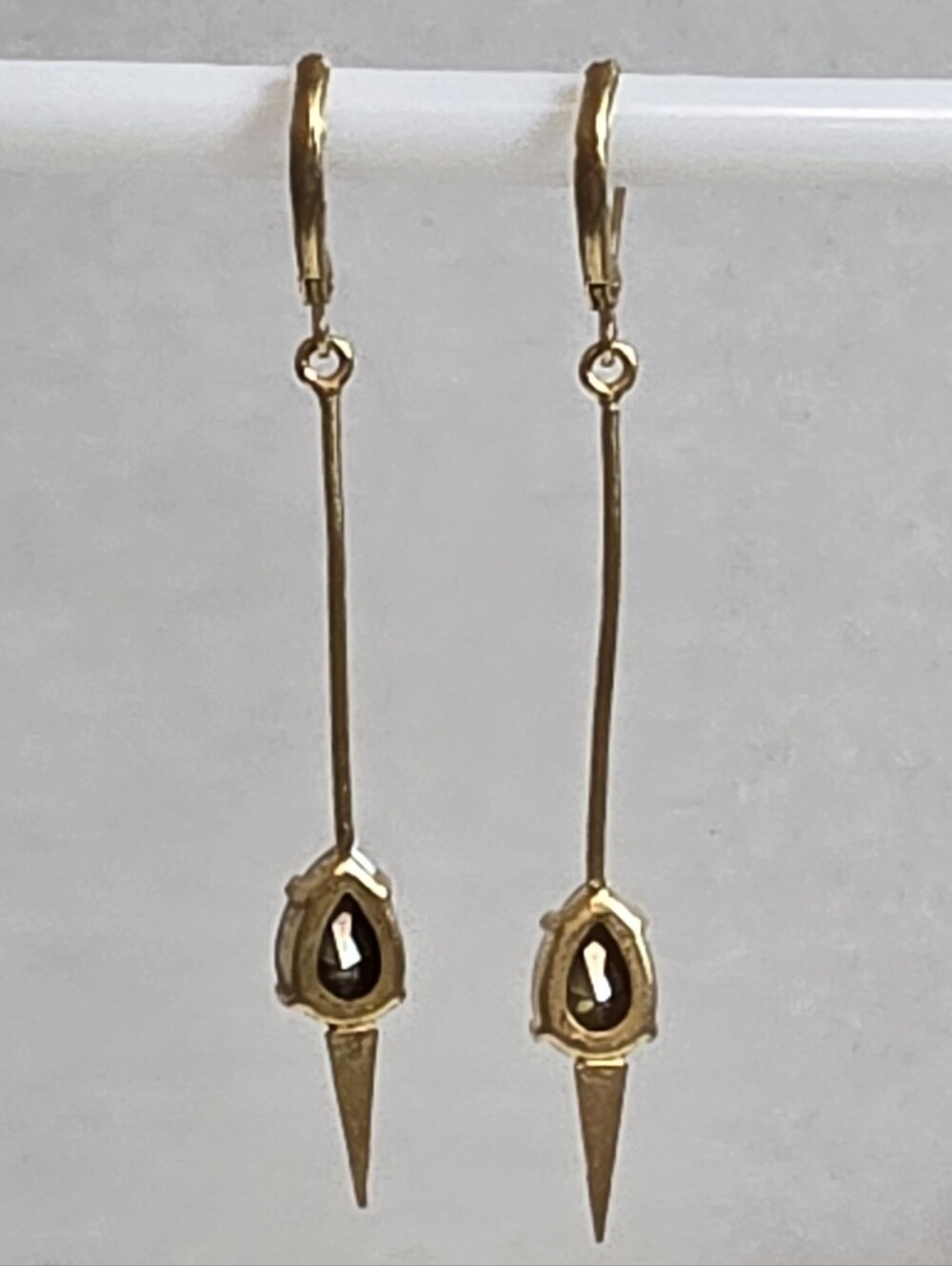 Catherine Popesco Gold Plated Crystal Drop Dangle Earrings Leverback - Picture 6 of 8